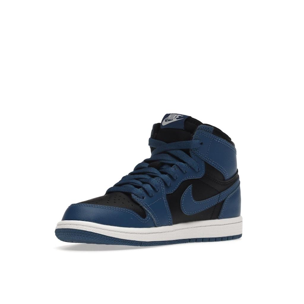 Air Jordan 1 Retro High OG PS Dark Marina Blue Kids Sneakers Black White AQ2664-404