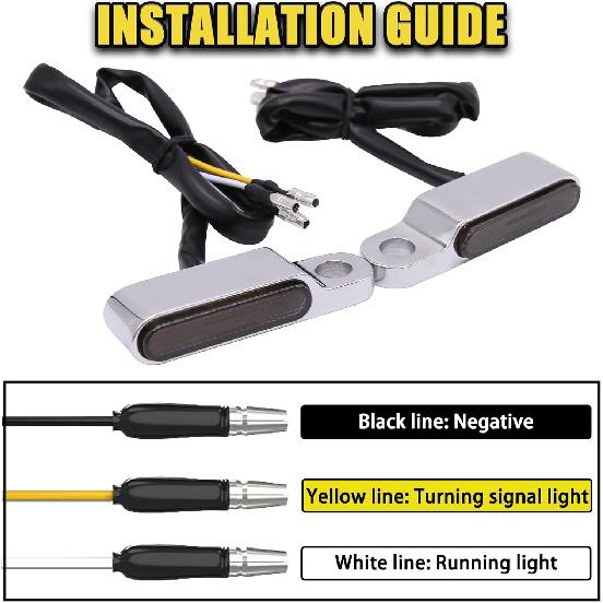 DREAMIZER Universal Motorcycle Handlebar LED Flowing Water Turn Signal Mini Blinkers Front Running light Compatible with Harley Honda Yamaha Kawasaki