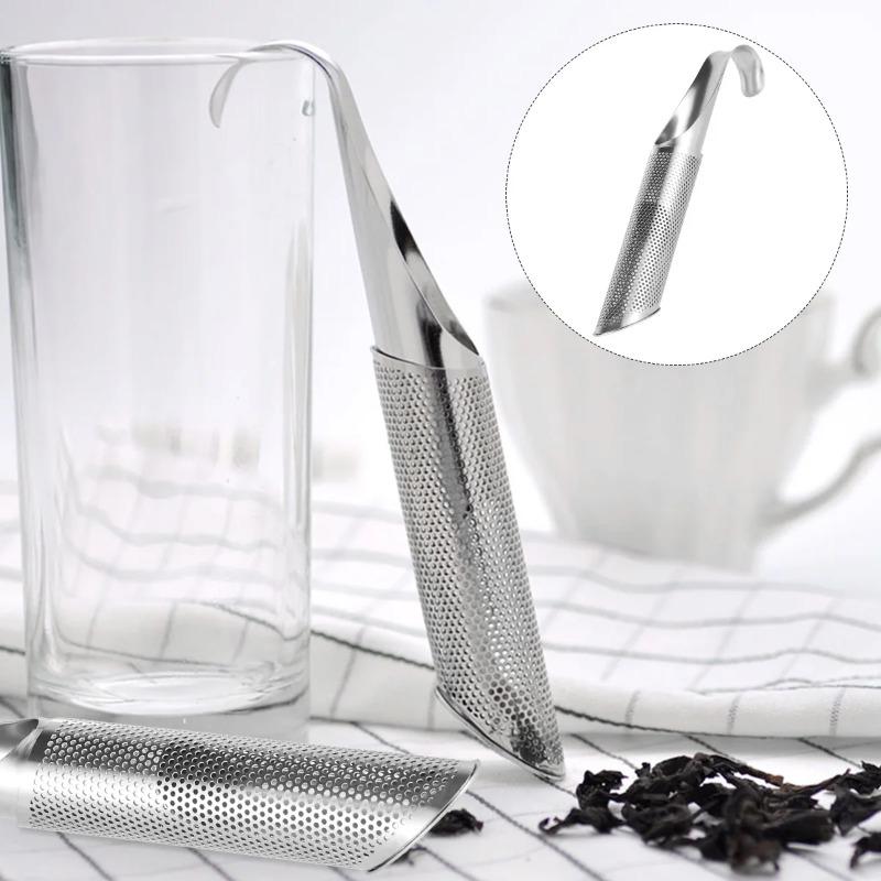 Stainless Steel Tea Strainer Fine Mesh Infuser with Hanging Hook Tea Diffuser Steeper Pipe Filter for Loose Leaf Tea