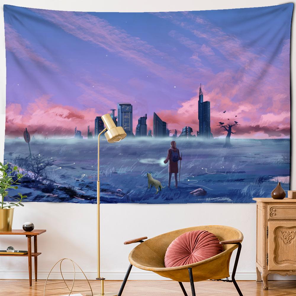 Science Fiction Oil Painting Tapestry Wall Hanging Bohemian Cartoon Hippie Psychedelic Carpet Art Room Home Decor