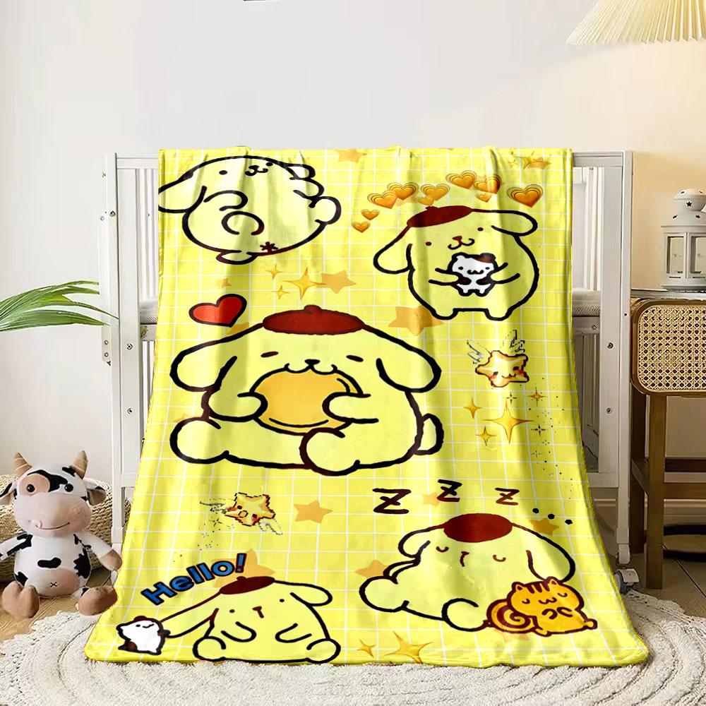 

Cute yellow dog character in various poses on a yellow grid background. for all seasons blanket lunch break throw gift 80cm x 120cm