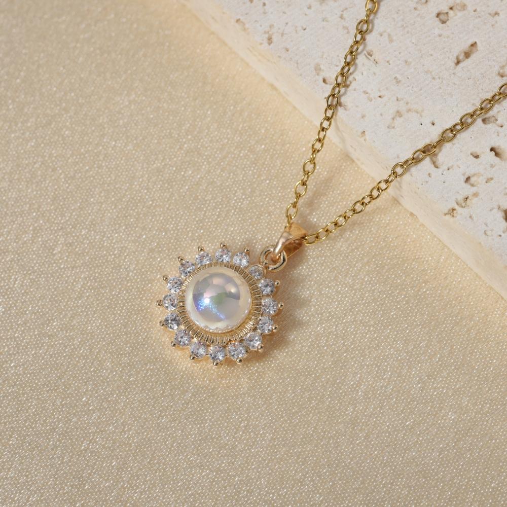 Fashion Imitation Pearl Flowers Pendant Necklaces for Women Zirconia Necklace Wedding Party Jewelry Accessories