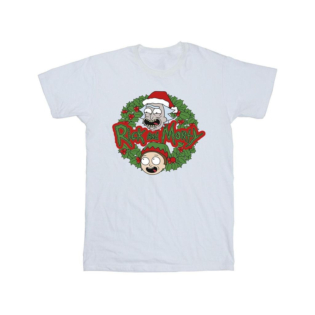 Rick And Morty Mens Christmas Wreath T-Shirt