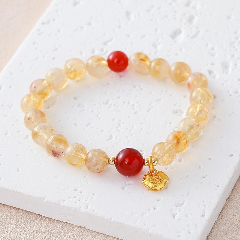 Natural Citrine Bracelet, Agate Crystal Bracelet. Fashion Women Daily Jewelry Lucky Gift