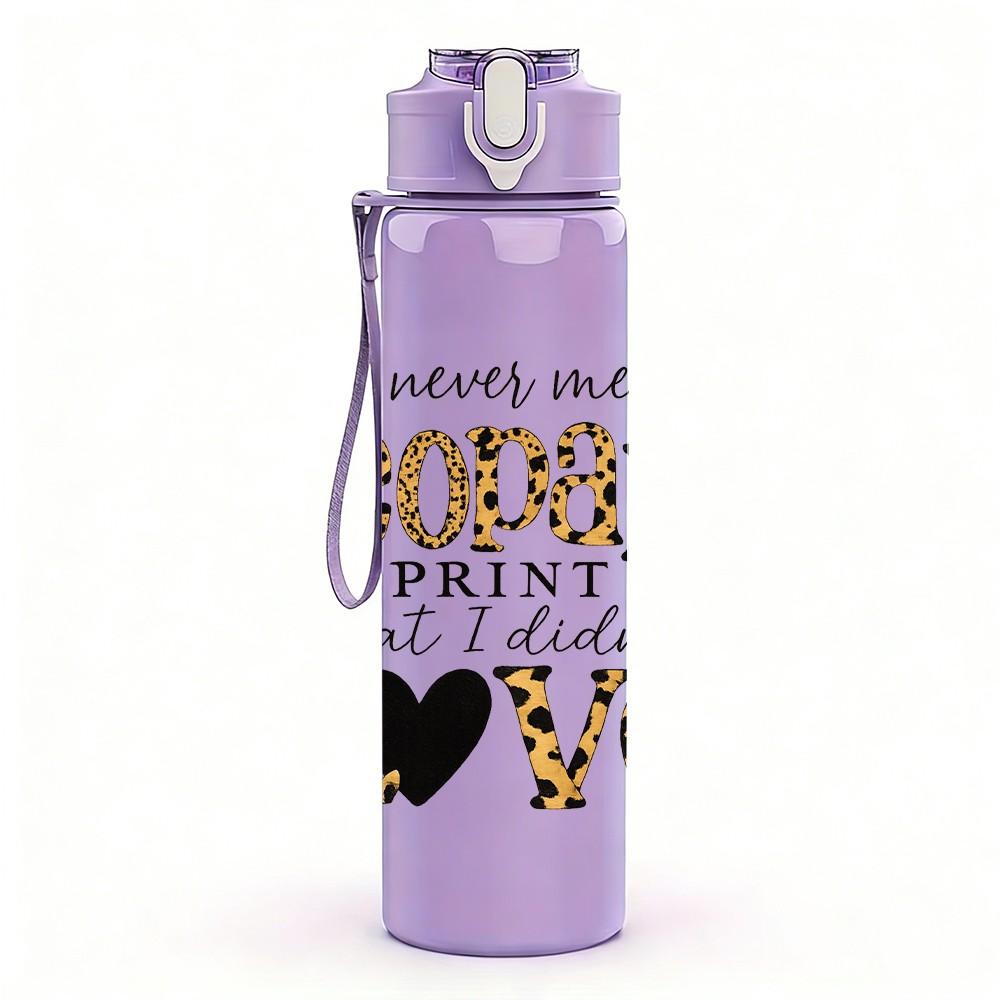 1PC Leopard Print Love Letter 750ml Color Plastic Sports Water Bottle Leakproof Flip Straw Lid Suitable for Sports Office Home Use