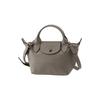 Серія Le Pliage Xtra 17 Застібка-кнопка та блискавка Шкіряна сумка через плече Crossbody Міні-сумка Жіночі сумки Колір голубиний сірий 1500987P55