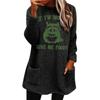 Autumn/Winter Women's European & American Printed Casual Loose Round Neck Long Sleeve Plush Hoodie with Pockets