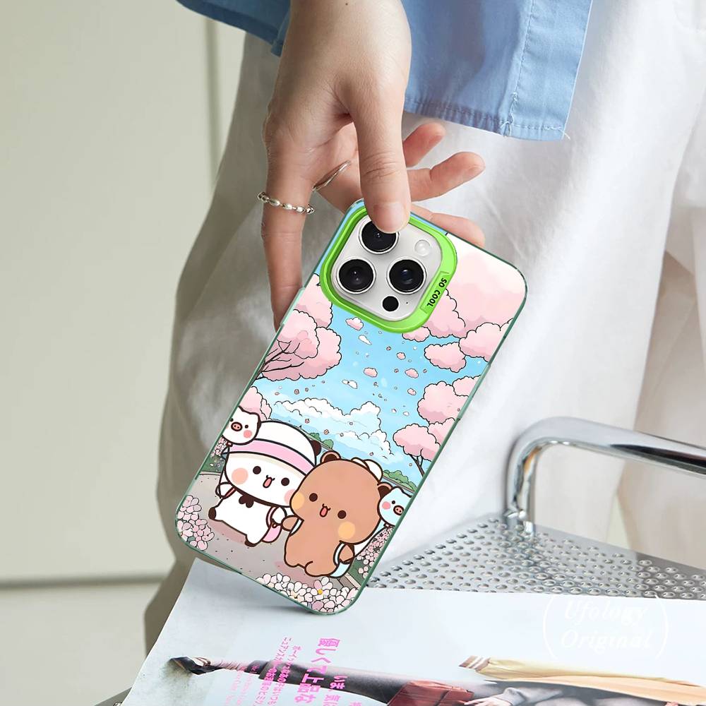 Cute Bubu Dudu For IPhone 11 12 13 14 15 16 17 Pro Max Plus Colorful Black Matte Phone Cover