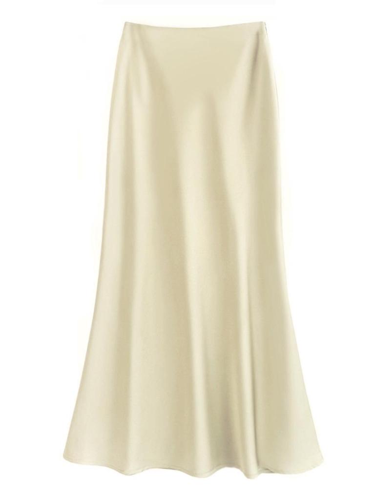 2024 French High-End Satin Bodycon A-Line Fishtail Midi Skirt for Women