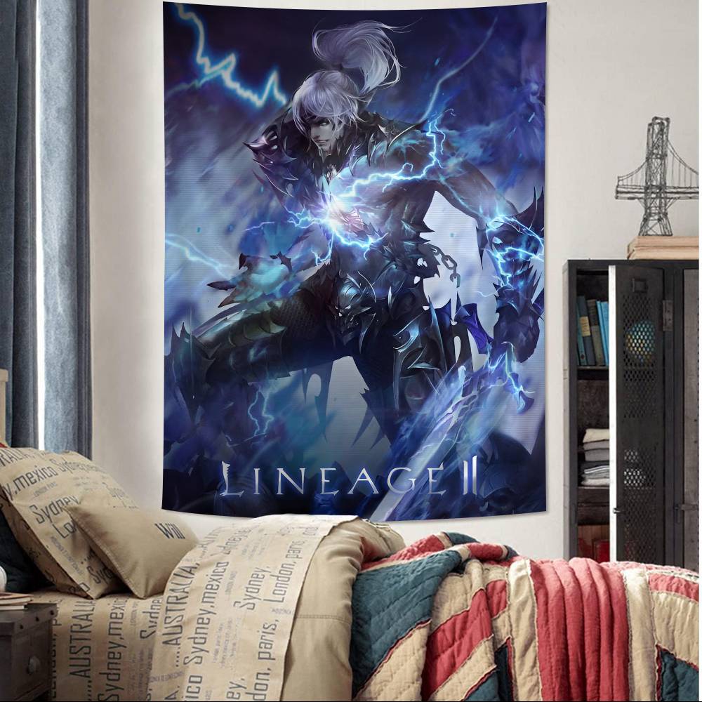Lineage 2 Games Anime Tapestry Hippie Flower Wall Carpets Dorm Decor Cheap Hippie Wall Hanging