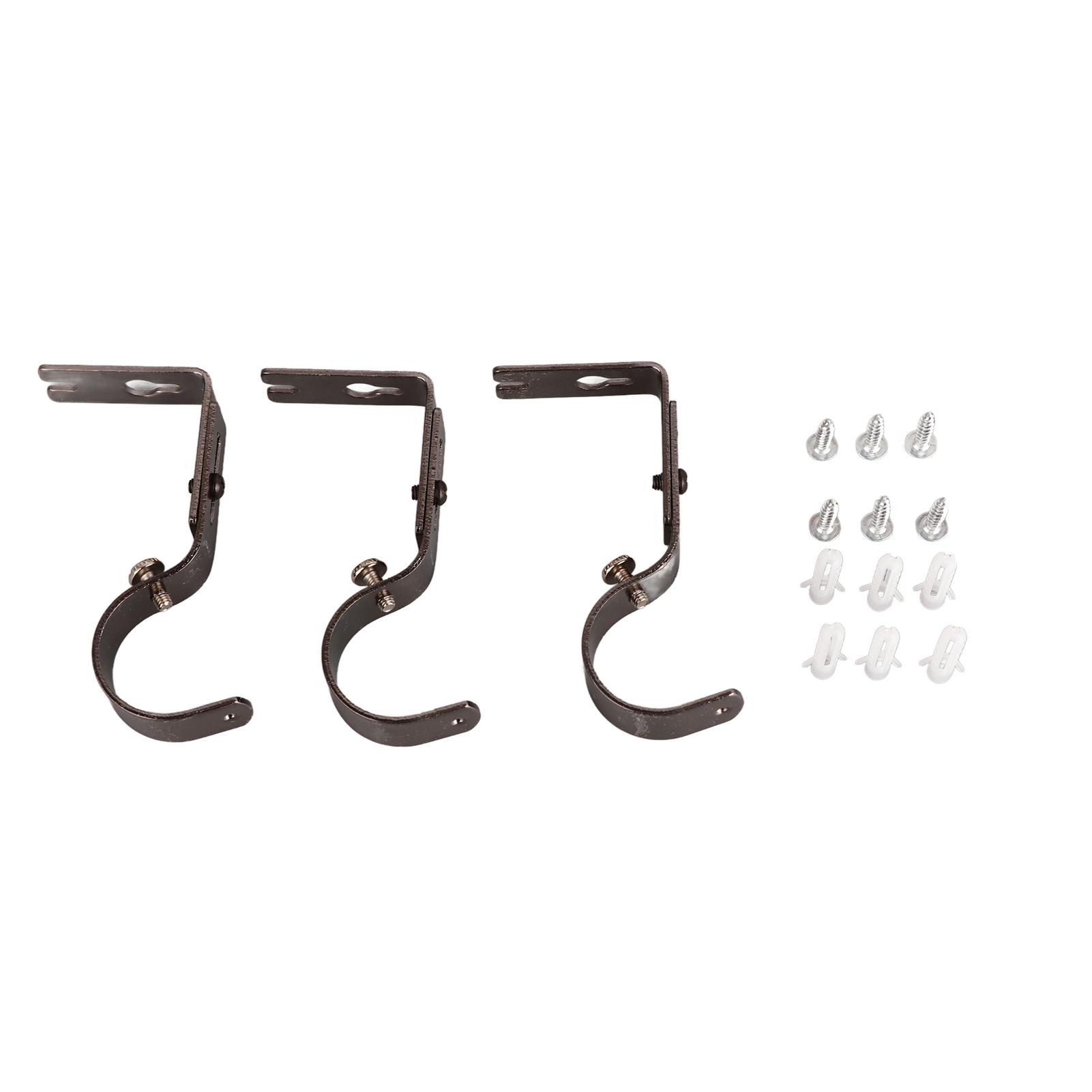 

3Pcs Curtain Rod Hook Holder Iron Bracket Universal Design Home Decoration for Bedroom