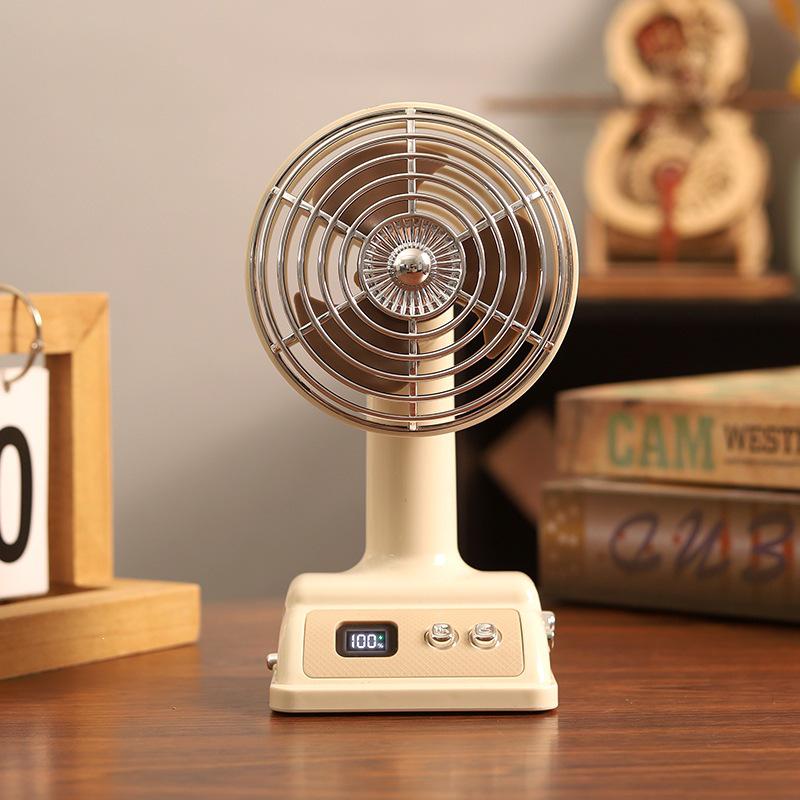 Retro Nostalgic Desktop Fan with 100 Speed Settings, Rechargeable, Perfect for Office or Dormitory Use