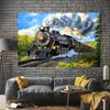 2D Classic Steam Train Backdrop, Outdoor Scenic Photography Background
