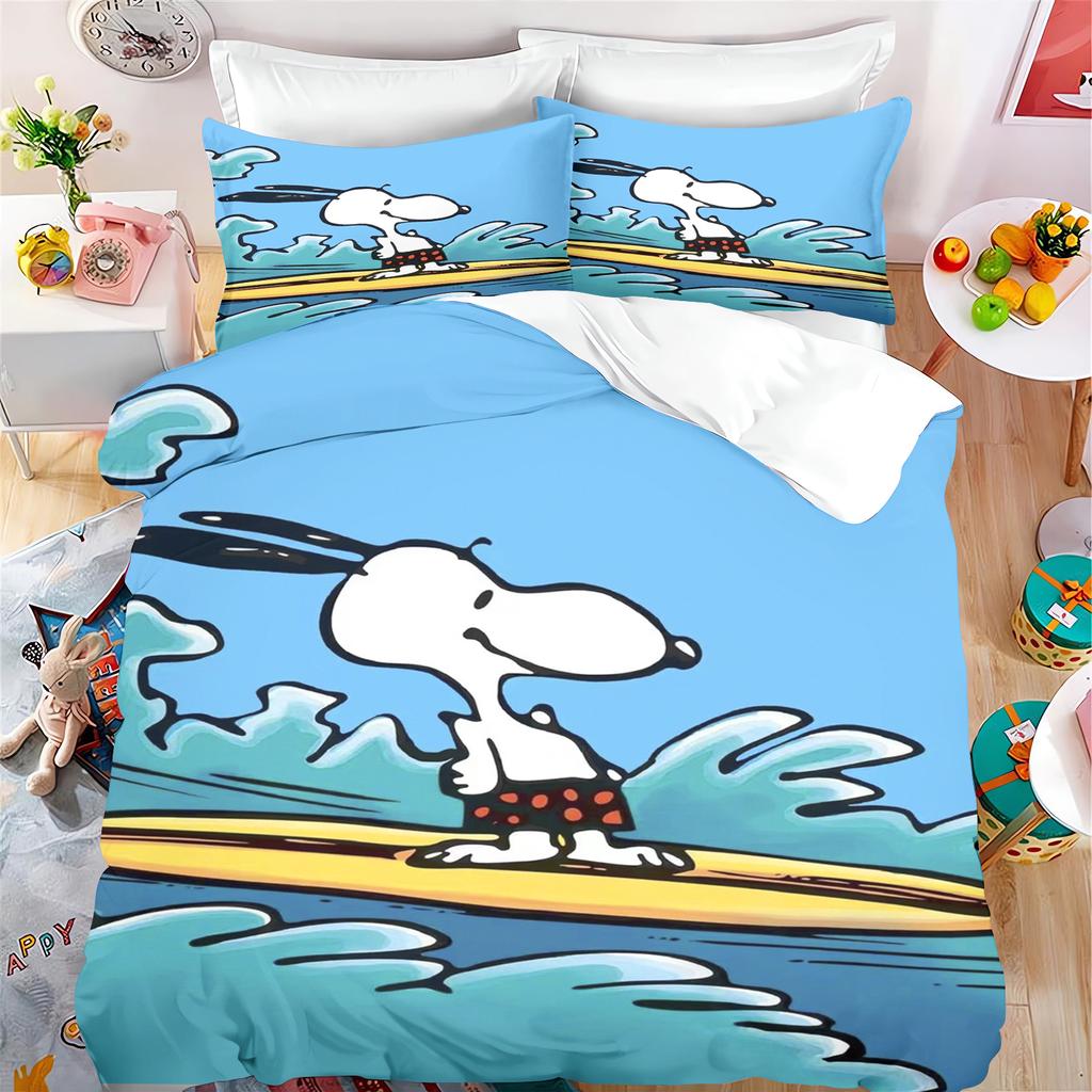 Happy Little Dog Duvet Cover Snoopy Set For Children Cartoon Anime Comforter King Size Bedding Queen And Twin,3D Printed Quilt