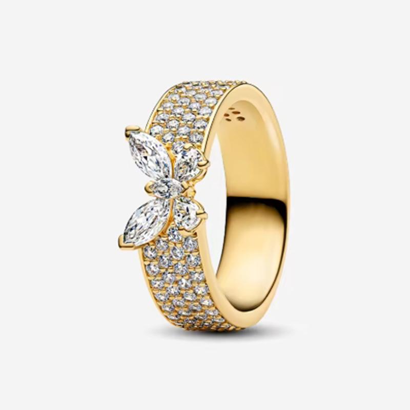 New 925 Silver Plant Bee Flower Women's Ring Suitable for Wedding Parties Wear DIY High Quality Jewelry Gifts