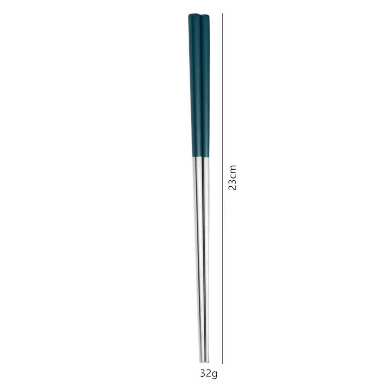 Square 23cm 304 stainless steel chopsticks, anti slip and heat-resistant hollow household chopsticks, sushi chopsticks