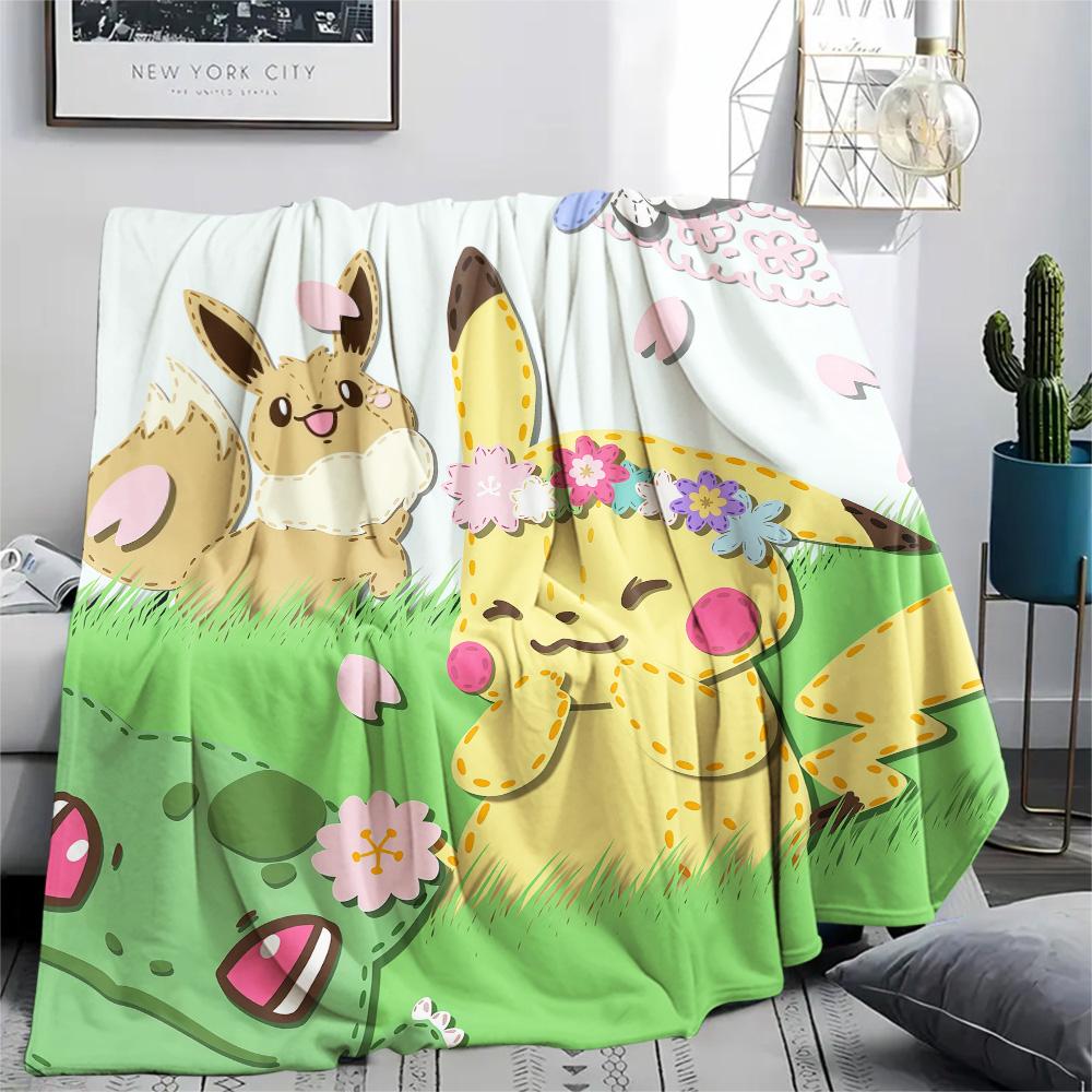 

Adorable Pokémon flannel blanket, for home and living room, thoughtful gift, comfortable and skin-friendly for daily use 75x90cm