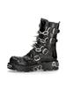 Fashion New Men's Punk Motorcycle Boots Metal Thick Heel Goth Skull Buckle Mid- Calf Combat Boots Zipper Round Toe Women Western Boots