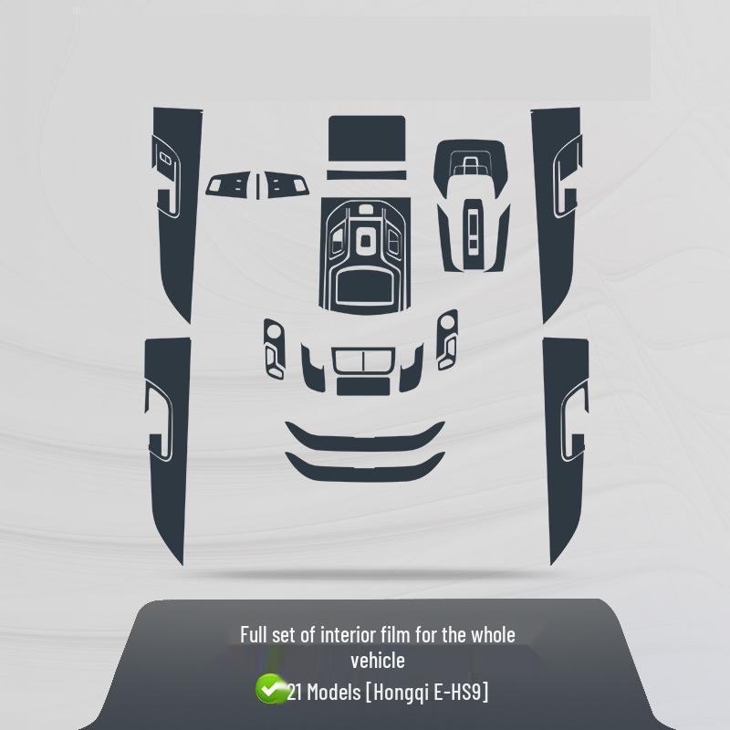 Suitable for 21-25 Hongqi EHS9: Transparent TPU Interior Film for Console, Gear Shift, Navigation Screen - Scratch Protection.