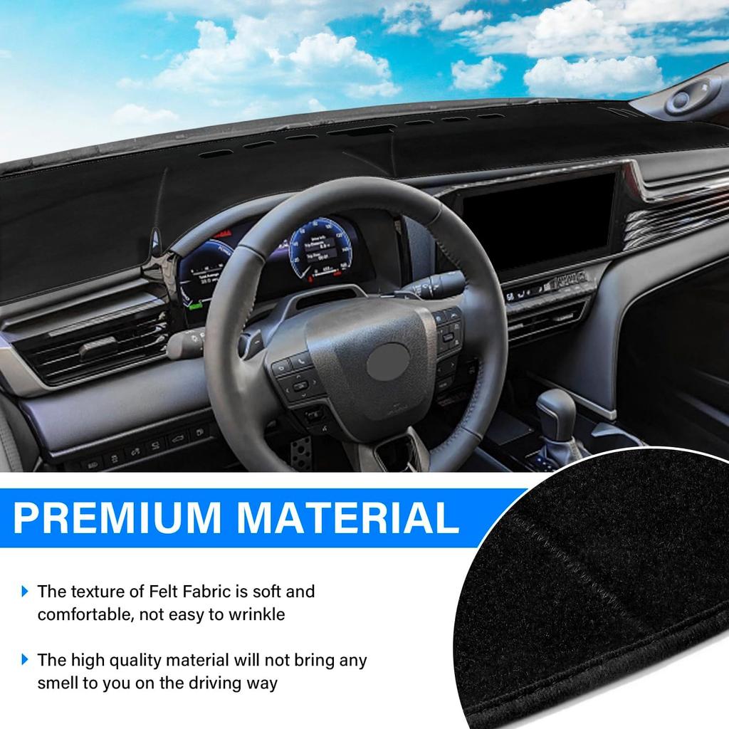 Dash Cover For Toyota Camry 2025 2026 Dashboard Cover Mat Sunshade No Glare UV Rays Protector Nonslip Pad Accessories (Black)