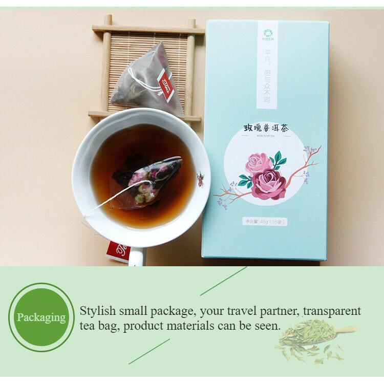 Triangle Tea Bags Package 45g / 15 Bags Rose Pu'er Tea Chinese Pu-Erh Black Tea