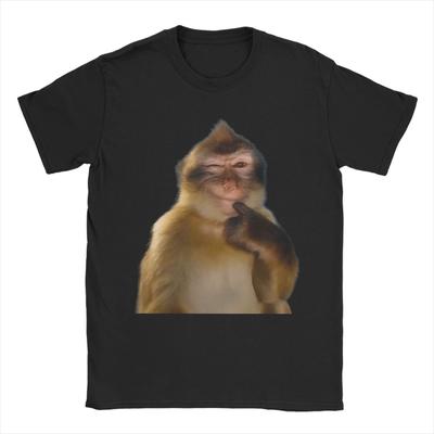 Funny Thinking Monkey Meme Tee Shirt for Unisex Women New Arrival T Shirts Cotton Clothes