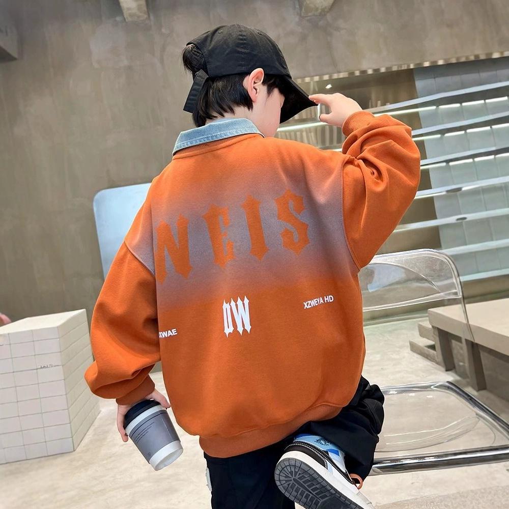 2025 New Boys' Polo Sweatshirt - Spring/Autumn Style, Trendy T-Shirt for Big Boys