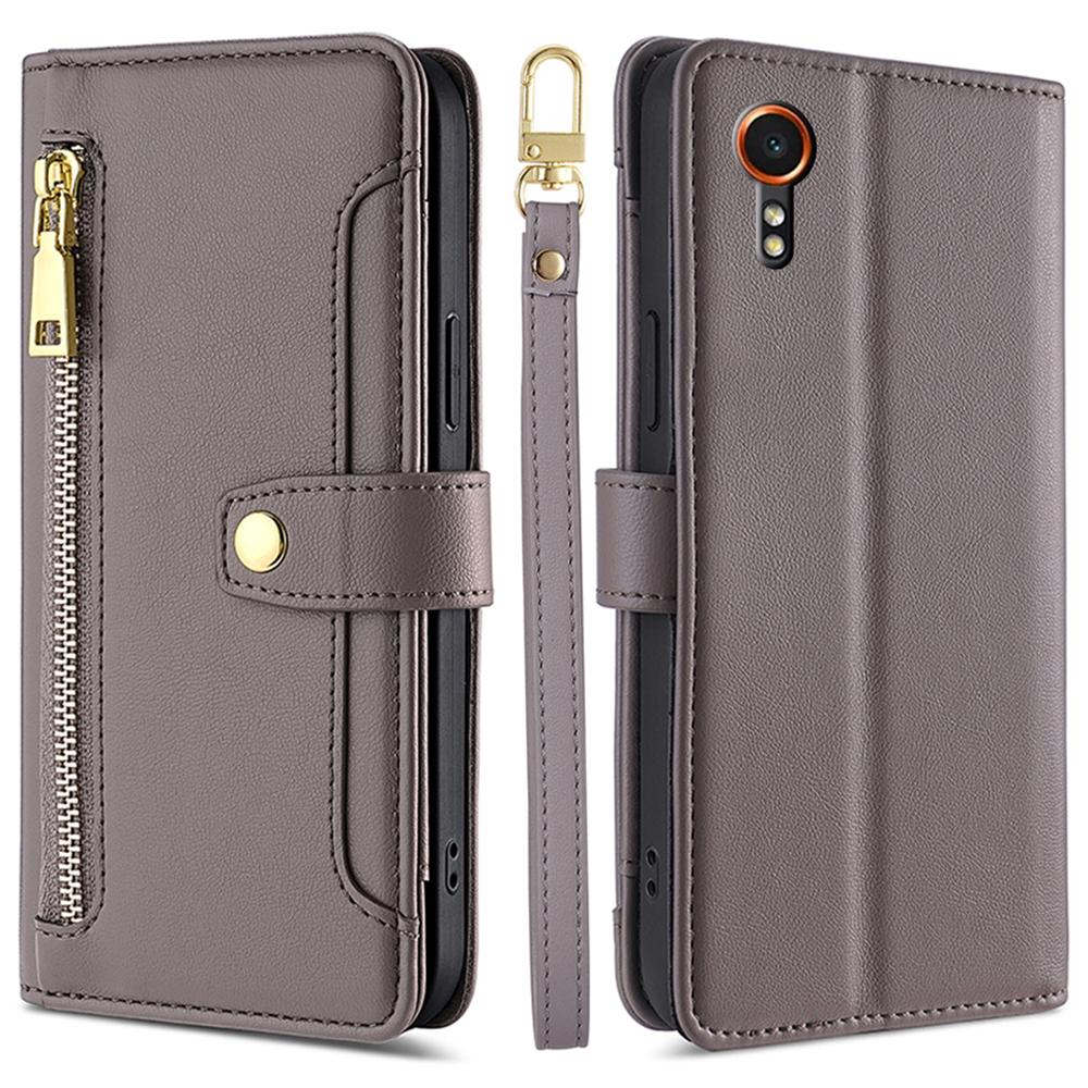 For Samsung Galaxy Xcover7 Wallet Case Shockproof Leather Phone Cover with 2 Straps
