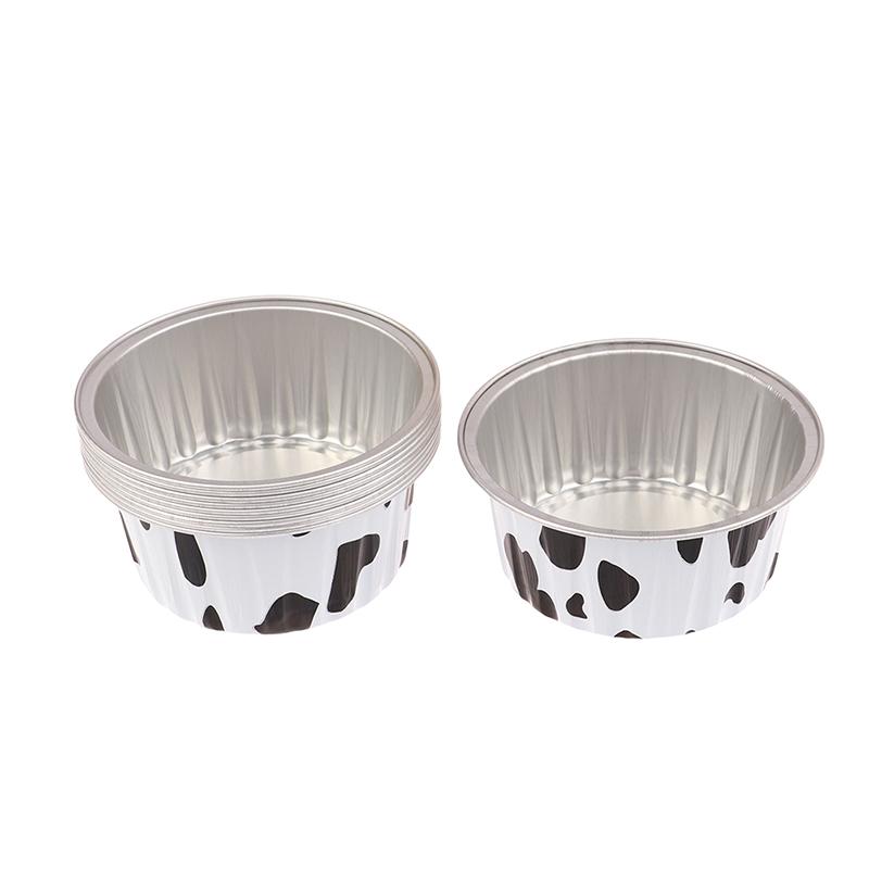 10Pcs Reusable Round Aluminum Foil Tin Cup Pudding Cake Molds Baking Tools