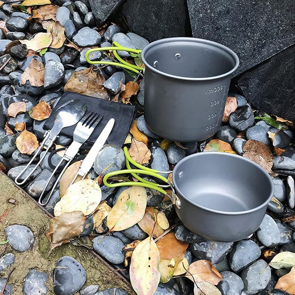 10 piece Camping cookware Set, Stove and pot Set, Fork and tank stand, Outdoor cooking utensils, Hiking, picnic,
