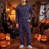 Men's Halloween Pajama Set Long Sleeve with Button Fly and Elastic Waist Drawstring for Sleepwear
