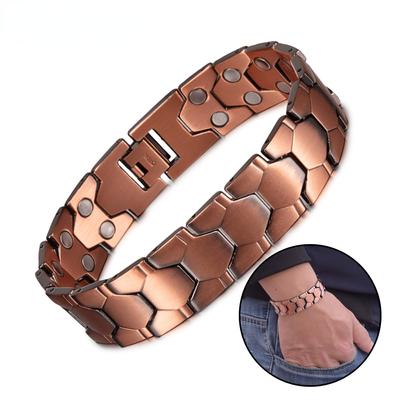 Brățară Ikuinen Brățară magnetică din cupru pur pentru bărbați, model de fotbal lățime de 18 mm Brățară magnetică din cupru Brățară cu lanț