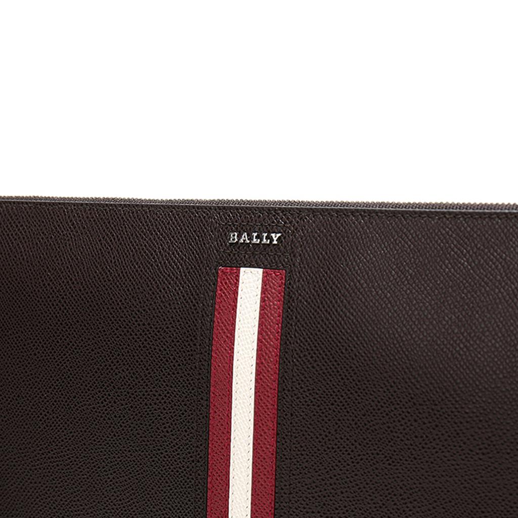 Bally Red And White Striped Leather Business Casual Zipper Clutch Men clutch Brown THALDEN-LT-21