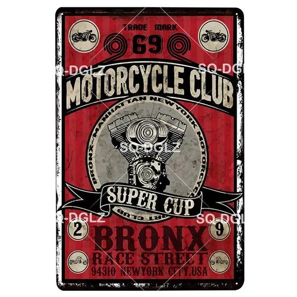 Motor Club Metal Sign Vintage Garage Tin Sign Bar Decor Plaque Pub Bar Decor Metalen Borden Poster Plate Art Poster