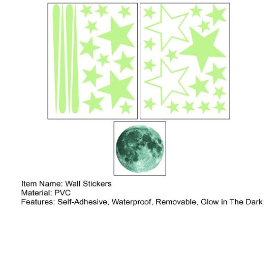 Waterproof Wall Stickers Self-Adhesive PVC Scratch-Resistant Wall Decals Removable Glow in The Dark Wall Stickers for Bathroom Living Room Bedroom