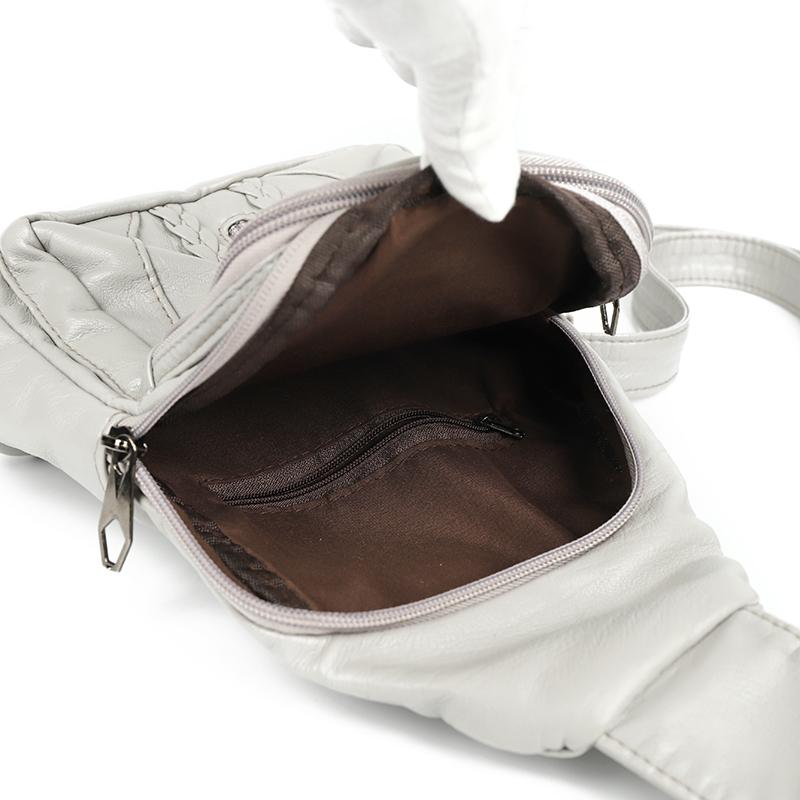 Women's Soft Leather Chest Bag Rivet Shoulder Crossbody Bag