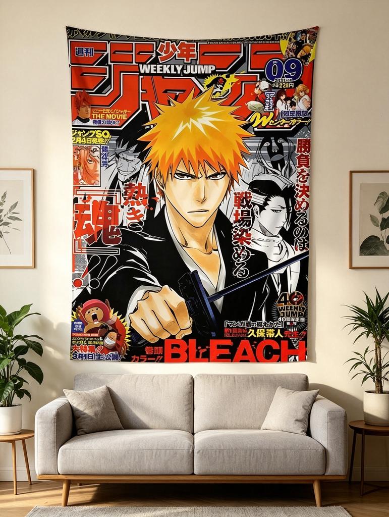 Anime Figure Bleach Tapestry Art Printing Japanese Wall Tapestry Anime Wall Hanging Home Decor
