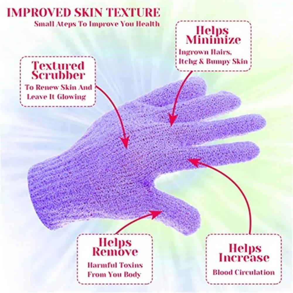 Five Fingers Bath Gloves Reversible Exfoliating Shower Body Scrub Gloves Cleansing Tools Bath Towel Bath Products Back Scrub