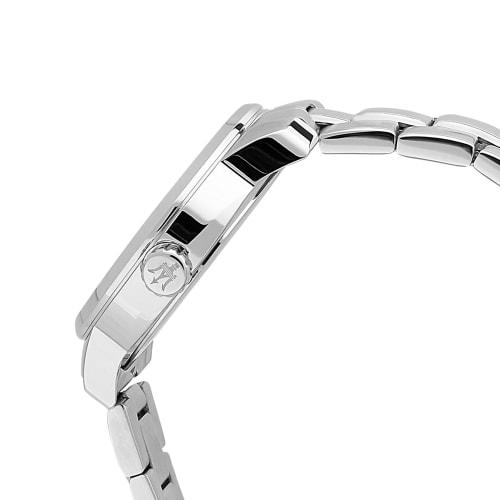 Official Maserati Successo 44mm Silver Stainless Steel Men's Quartz Watch R8853121004, Luminous Dial and Hands, 5 ATM Water Resistance, Japanese Movem