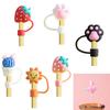 Set of 6 Silicone Drink Caps Dustproof Cartoon Straw Cover Straw Plug Simple Silicone Straw Tip Cover for Straw Use