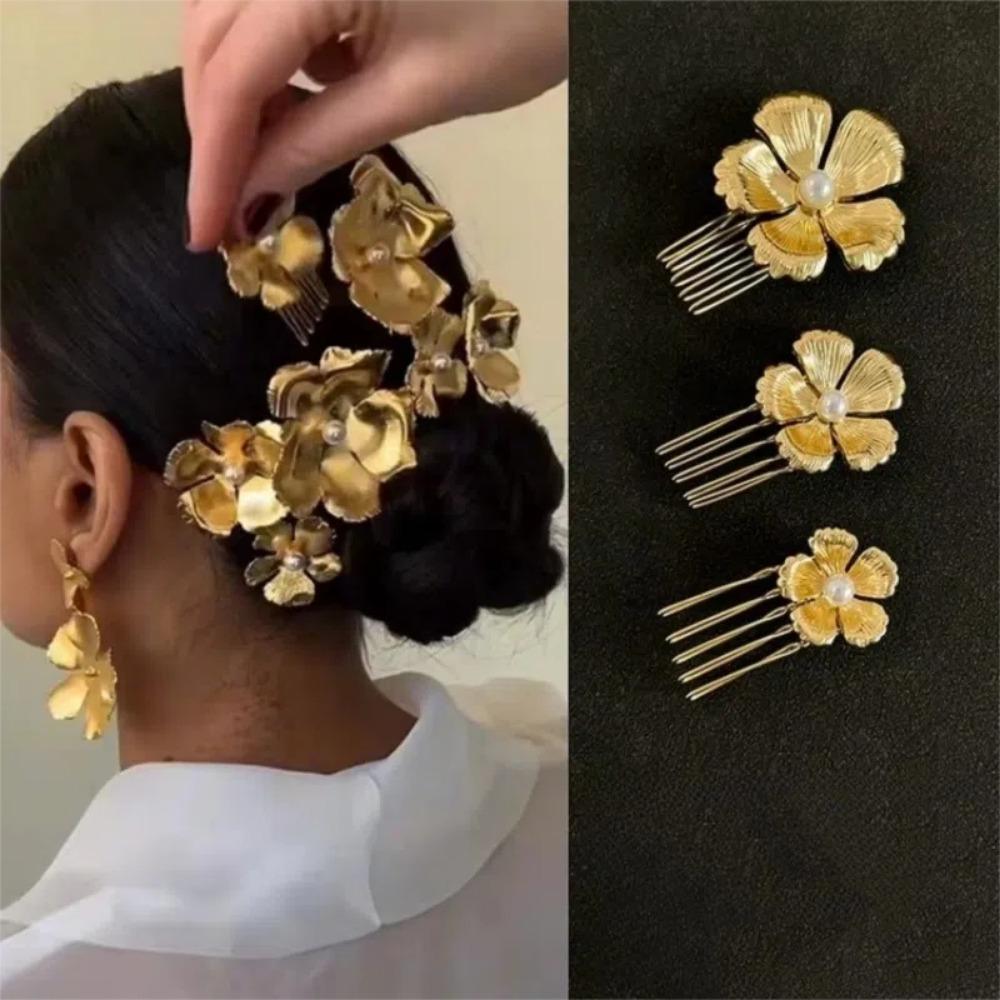 

Gold Hair Comb Alloy Hair Accessory Luxury Court Style Hairclip For Women M