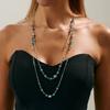 Ingemark 2Pcs/Set Vintage Bead Chain Long Necklace for Women Ethnic Imitation Pearl Stacked Sweater Chain Party Jewelry Gifts