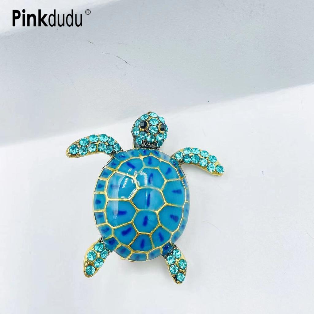Pinkdudu Módní Kreativní Želva Brož Zvíře Osobnost Přehnaná Zirkonová Smaltovaná Brož pro ženy Šperky PD1567