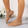 Round Toe Sandals With Hollowed Out Internet Famous Diamond Studded Short Boots Summer Sexy Plus Size Flat Shoes 35-43