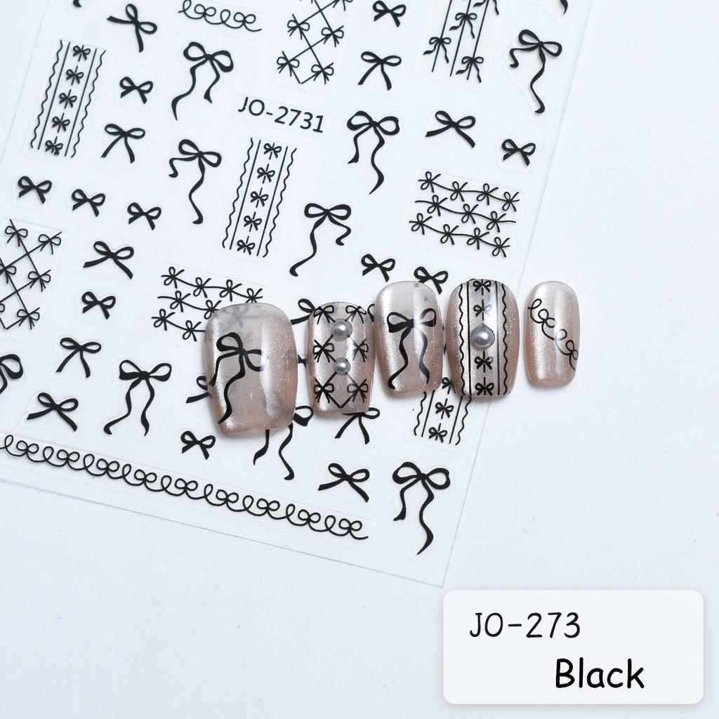1Sheet Bowknot Lace Ribbon Nail Art Stickers Korean Sweet Style 3D Relief Art Decoration Self Adhesive Nails Decals