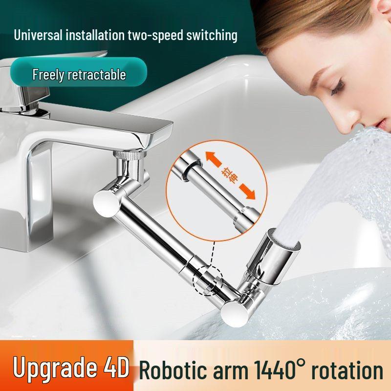 Universell robotarm sprutsikker kranforlenger med svingbart dusjhode booster