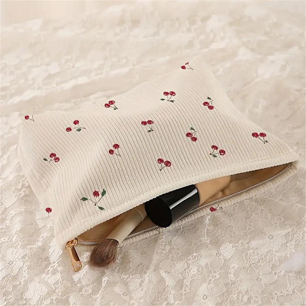 Portable Makeup Bag Autumn Women Storage Bag Corduroy Cosmetic Bag Fashion For School Everyday Use Travel