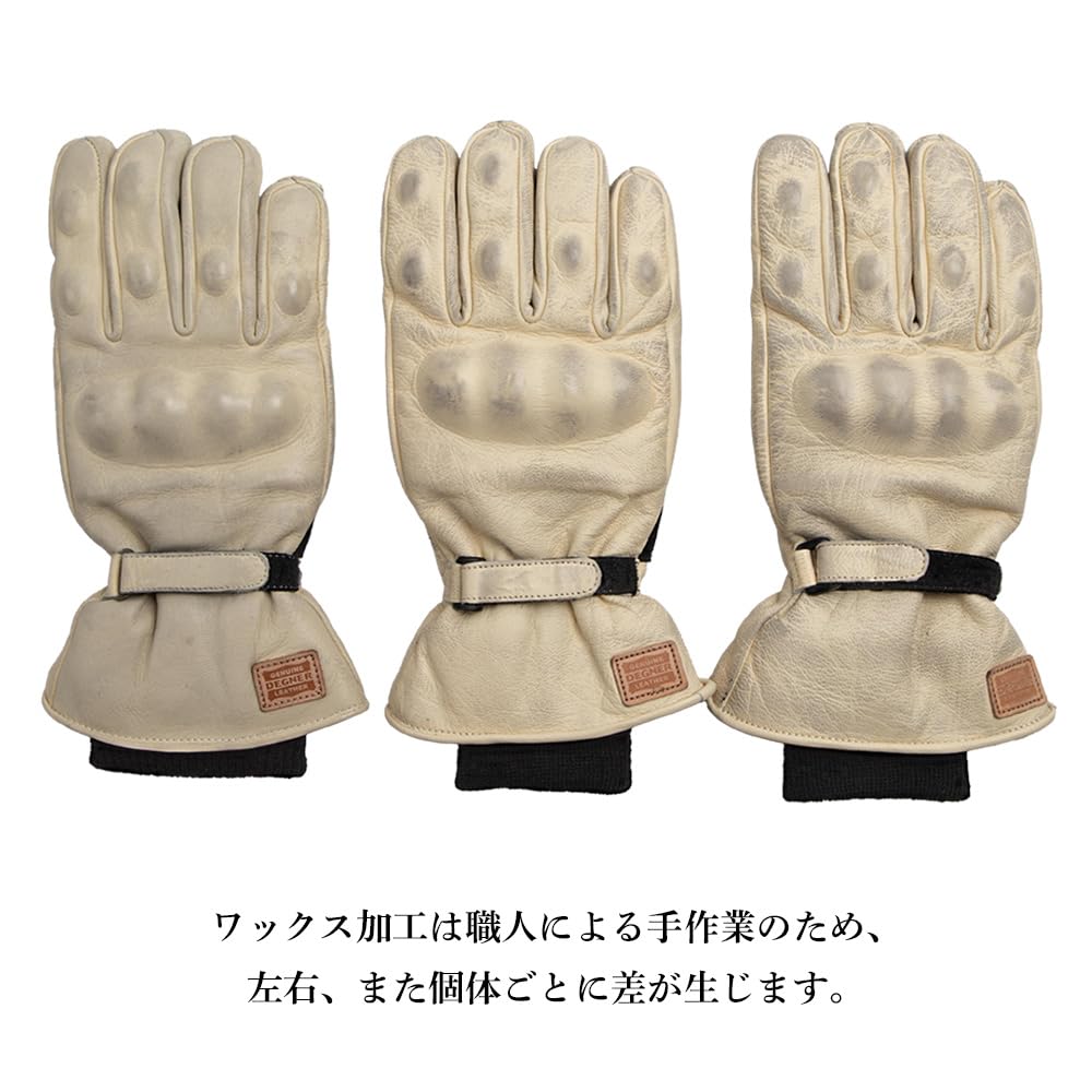 DEGNER Winter Leather Compatible with Heated Motorcycle Vintage Gloves, Grips, Gloves, Finish, Men's, WG-50 (XL, Ivory)