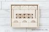 Made in Japan from natural wood, unpainted building blocks. Nichigan U1 30-piece set with wooden storage box.