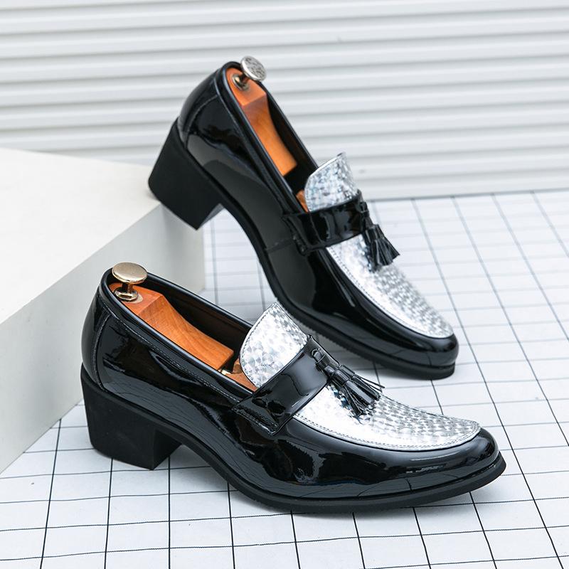 Men's Loafers Large Size New Leather Shoes Fashion Men's High Heels Foot Shoes Trend Business Casual Leather Shoes